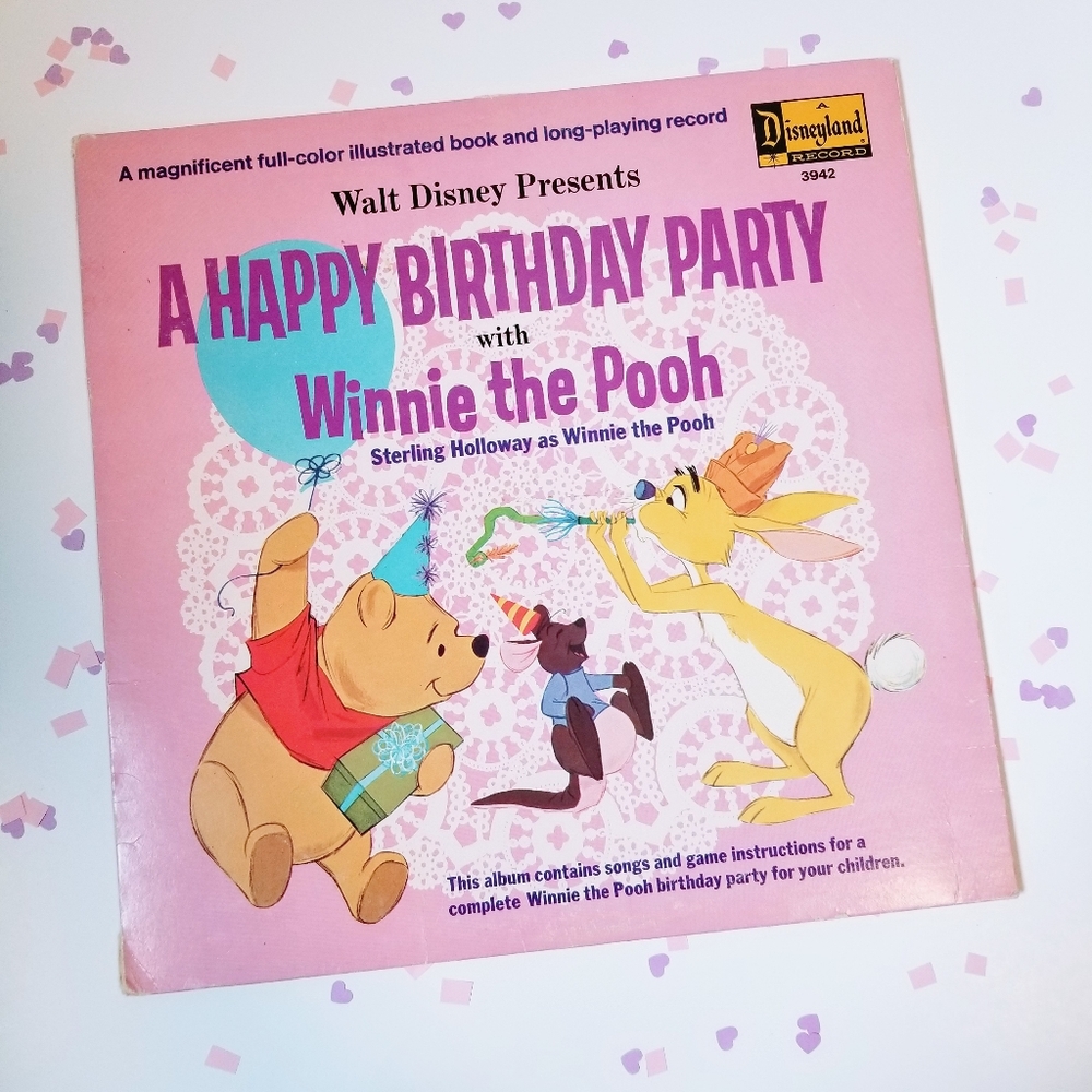 1967 Vintage Disney Winnie the Pooh Happy Birthday Party Book Record